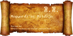 Mogyorósi Milán névjegykártya